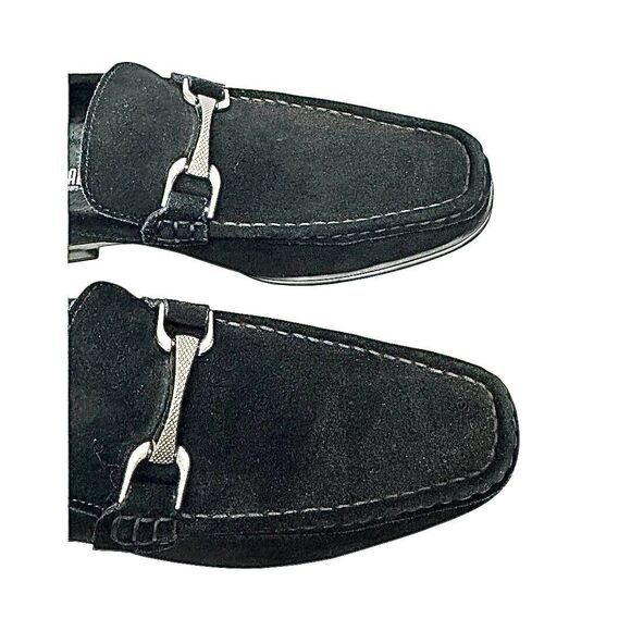 Stacy Adams Newcomb Moc Toe Bit Loafers Black Suede Size 7.5 M Slip-On Pre-Owned - Picture 5 of 11